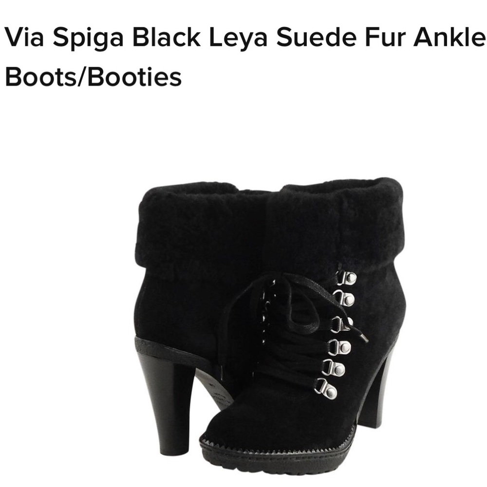 Via Spiga fur trimmed suede heeled booties
